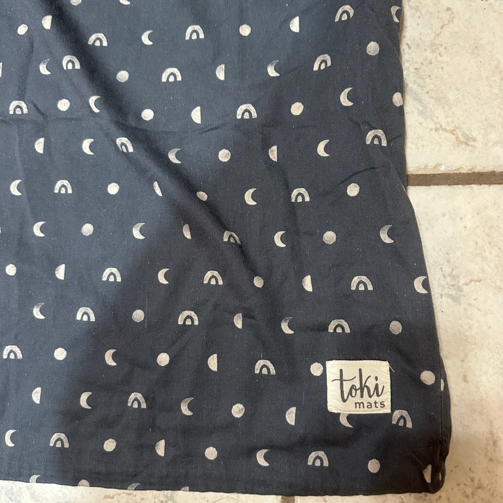 Toki Mats 40x40 Organic Cotton Play Mat Cover Celestial Moon Rainbow Reversible